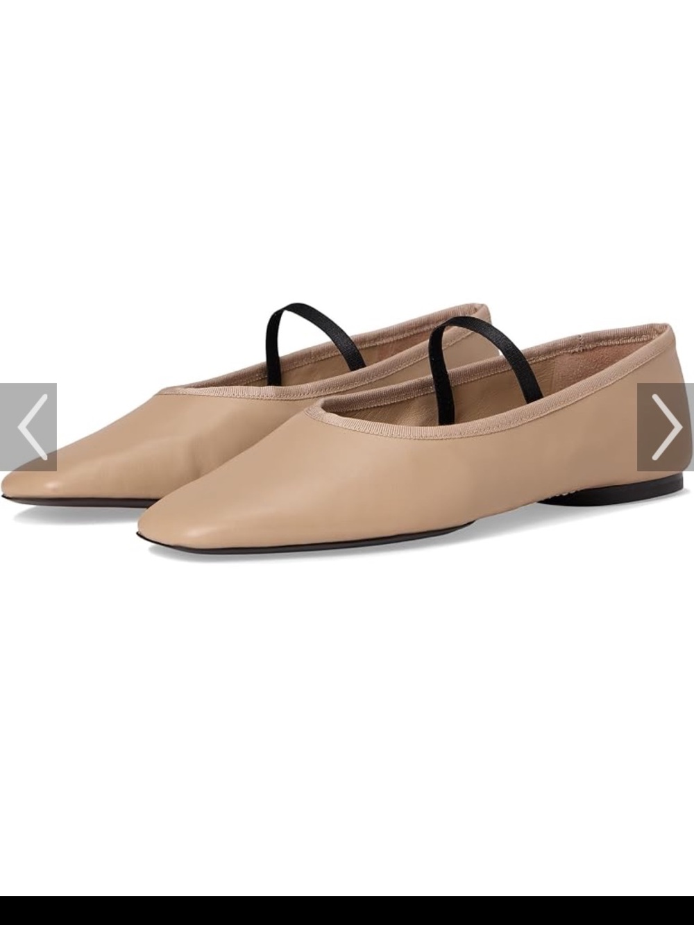 Vince Vivian Beige Leather Pointed Ballet Flats with Black Elastic Strap